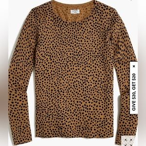 NWT J.crew Leopard Print Merino Wool Sweater, Size Small